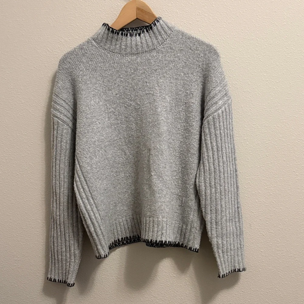 Joie Mockneck Sweater with Black Trim